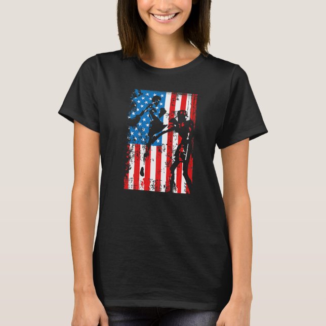T-shirt Graphisme Jiu Jitsu Apparel Cool US Drapeau Jiu Ji (Devant)