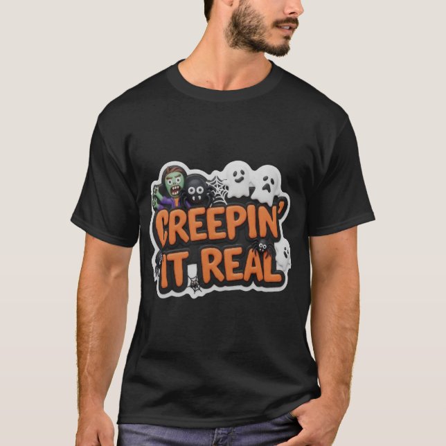 T-shirt Graphisme ludique d'Halloween avec des fantômes zo (Devant)