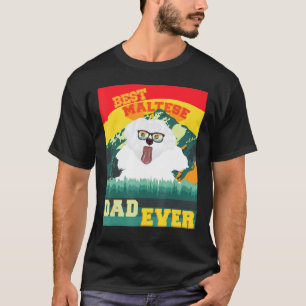 T-shirt Graphisme Maltais Vintage Pour Best Papa Chien