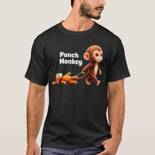 T-shirt Graphisme mignon viral de singe poing (Devant)