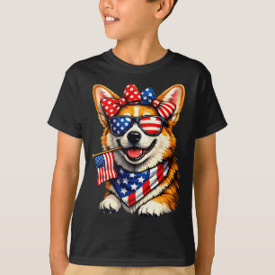 T-shirt Graphisme patriotique drôle de corgi américain dra