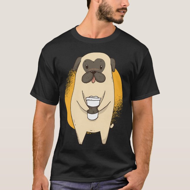 T-shirt Graphisme Pug Café (Devant)