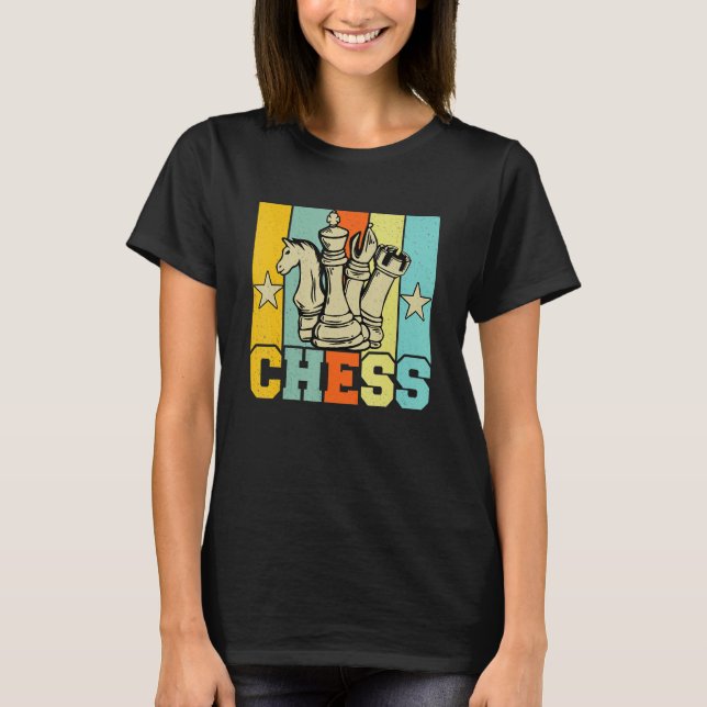 T-shirt Graphisme Rétro Échecs Joueur d'Échecs Échec et Ma (Devant)