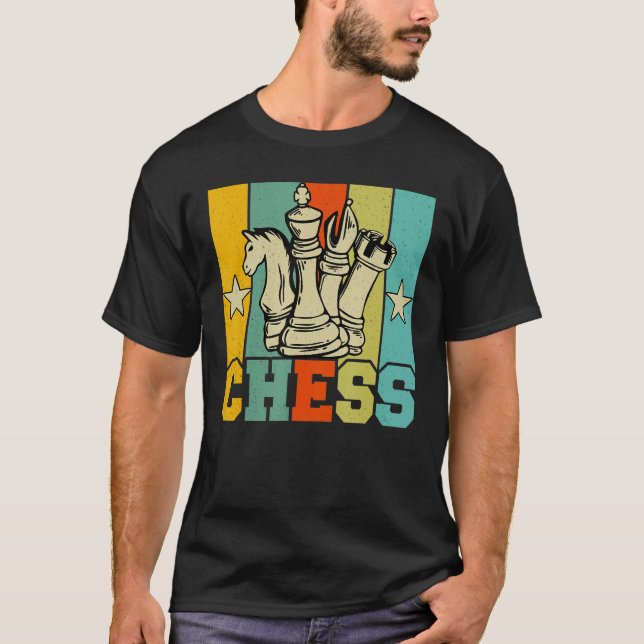 T-shirt Graphisme Rétro Échecs Joueur d'Échecs Échec et Ma (Devant)