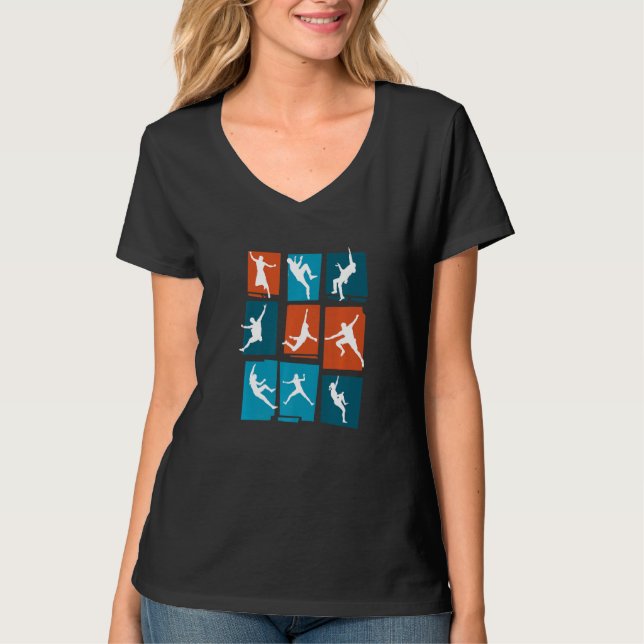 T-shirt Graphisme Rétro Grimpeur Escalade Bloc Roc Climber (Devant)
