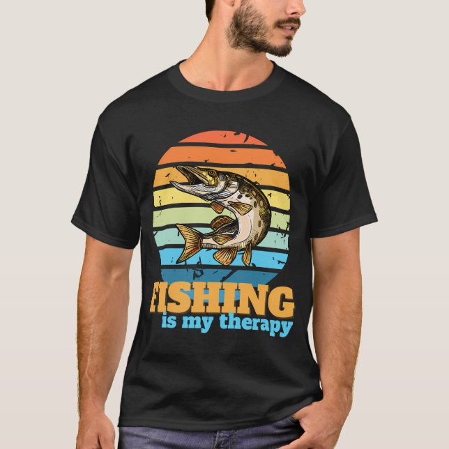 T-shirt Graphisme Rétro Pêche Canne à Pêche Pêcheur de Gla (Devant)