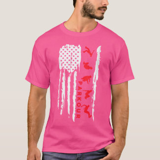 T-shirt Graphisme silhouette parkour féminin drapeau améri