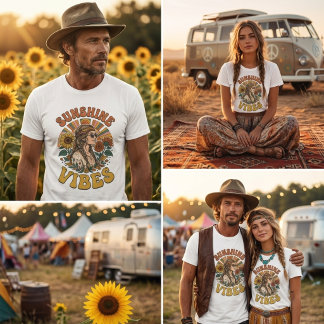 T-shirt Graphisme Vibe Soleil Hippie Vintage