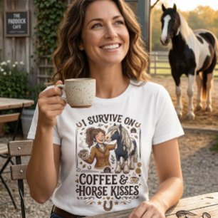 T-shirt Graphisme vintage de bisous de cheval au café