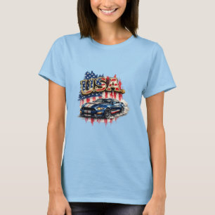 T-shirt Graphisme vintage de voiture de muscle patriotique