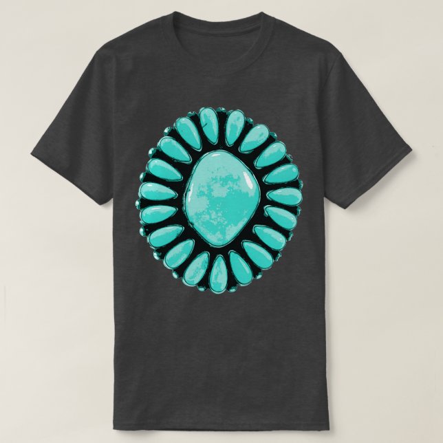 T-shirt Grappe de bijoux Turquoise inspirée par les Amérin (Design devant)
