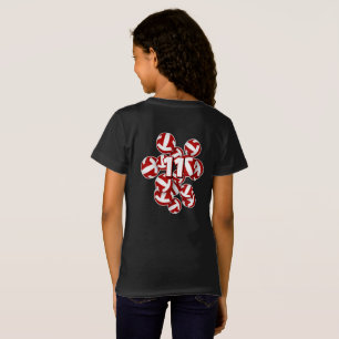 T-Shirt grappe de volleyballs rouges nom d'athlète personn