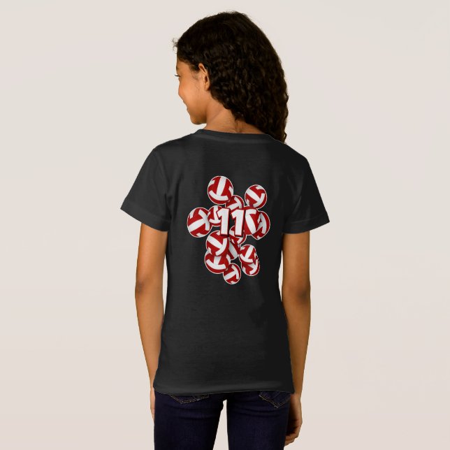 T-Shirt grappe de volleyballs rouges nom d'athlète personn (Dos entier)