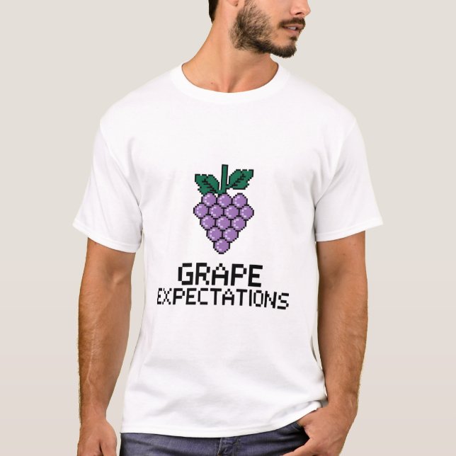 T-shirt Grappes d'art Pixel avec design "Grape Expectation (Devant)