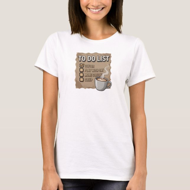 T-shirt Gras & Beau Rose COFFEE JOUE AVEC CHAT (Devant)