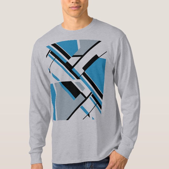 T-shirt Gras Diagonal Bleu Gris Noir MCM Design (Devant)