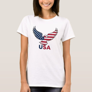 T-shirt Gras Patriotic Eagle et Drapeau Design pour l'Amér