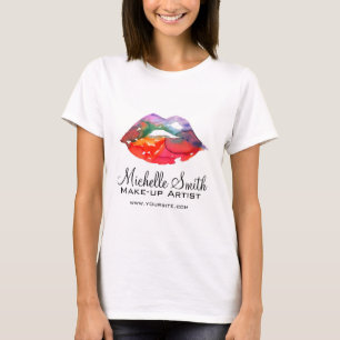 T-shirt Gras Rainbow Lips Aquarelle Dessin maquillage beau