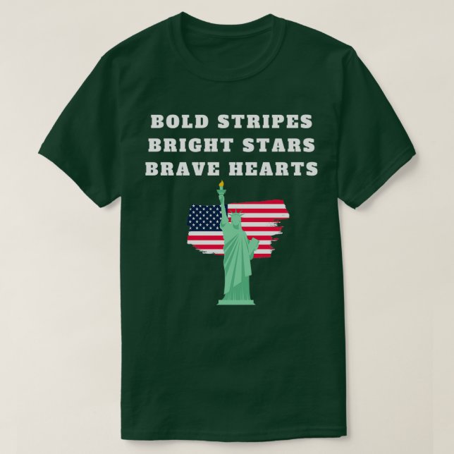 T-shirt Gras rayures Bright Stars Coeurs courageux Juillet (Design devant)