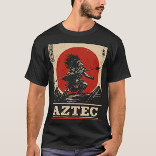 T-shirt Gras Red Sun Aztec Guerrier Design culturel