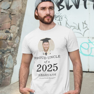 T-shirt Gras Texte Photo Fier oncle de 2025 Diplômé