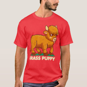 T-shirt Grass Puppy Scotland Highland Cow