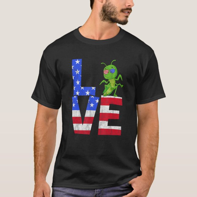 T-shirt Grasshopper American Flag Sunglasses 4th of July P (Devant)
