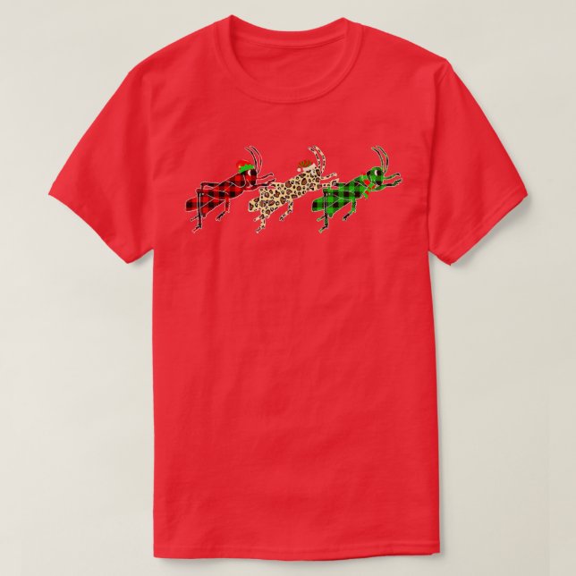 T-shirt Grasshopper Christmas Tree Lights Animaux amusants (Design devant)