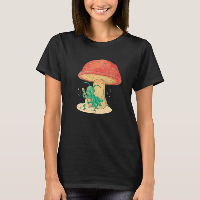 T-shirt Grasshopper Playing Banjo Bug Instrument Music Fun (Devant)
