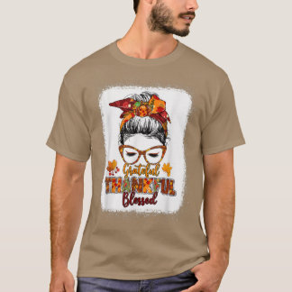 T-shirt Grateful Merci béni Citrouille Messy Bun Merci