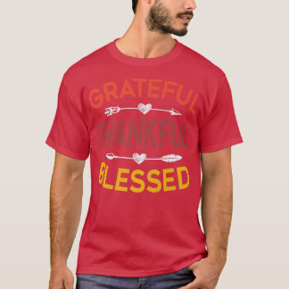T-shirt Grateful Merci Bienheureux Automne Automne Happy M