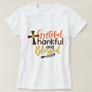 T-shirt Grateful Thankful Texte béni Design d'art pour fem