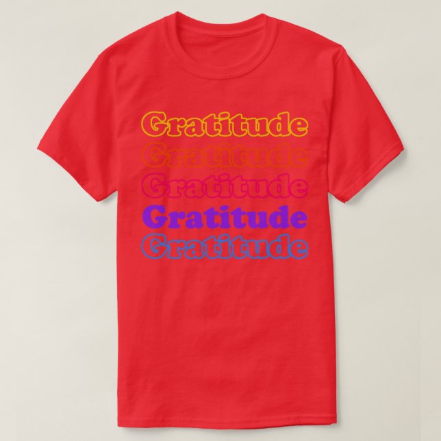 T-shirt Gratitude Texte multiple Gradient Couleurs Minimal (Design devant)