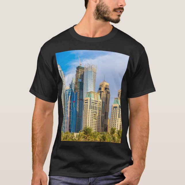 T-shirt gratte-ciel moderne de Dubaï Corniche (Devant)