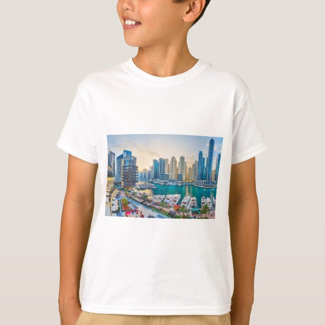T-shirt gratte-ciel moderne de Dubaï Corniche (Devant)