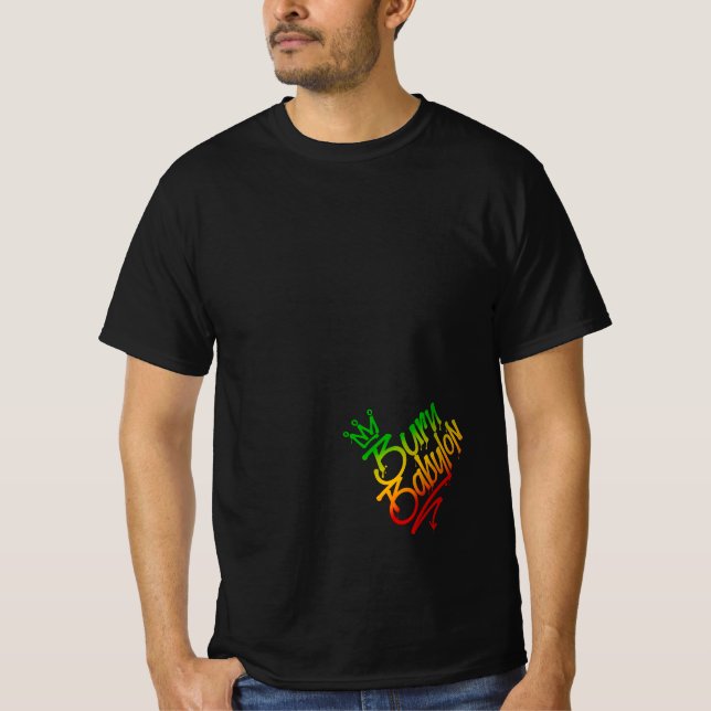 T-shirt Gratuit Babylon Graffiti Style Rasta Reggae (Devant)