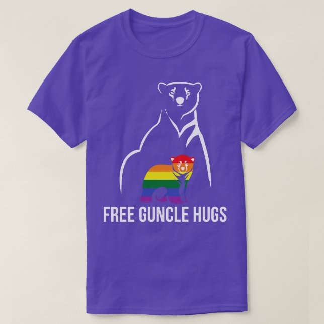 T-shirt Gratuit Guncle Hugs Gay pride LGBT Rainbow Men Gay (Design devant)