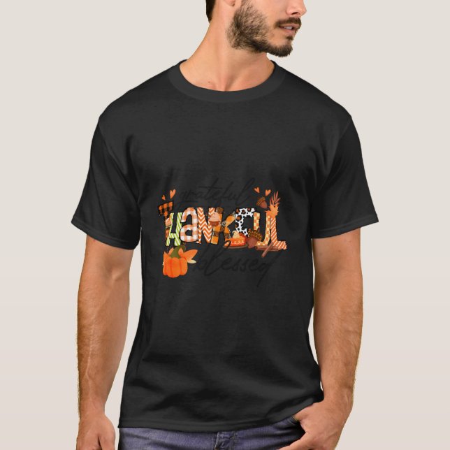 T-shirt Gratuit Merci Blessé Automne Thanksgiving Automne (Devant)
