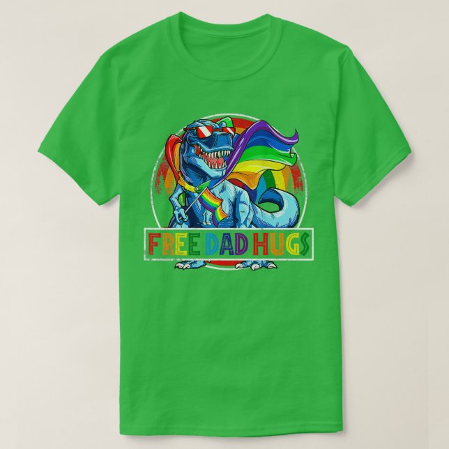 T-shirt Gratuit Papa Encarts Dinosaur Rex Daddy Fierté LGB (Design devant)