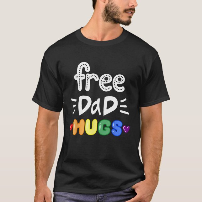 T-shirt Gratuit Papa Encarts LGBTQ Pride Rainbow Lesbian G (Devant)