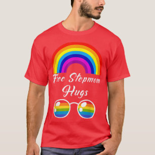 T-shirt Gratuit Stepmaman Hugs LGBT Rainbow Lunettes de so