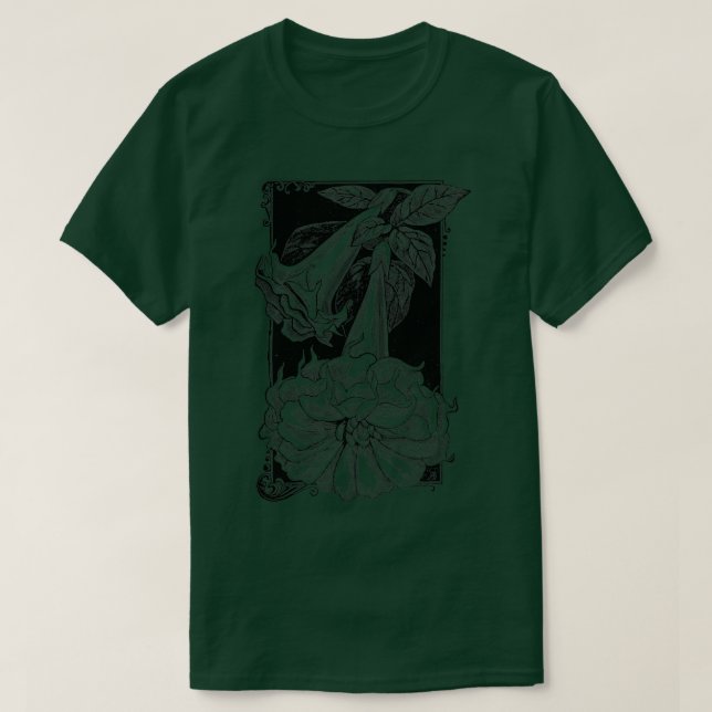 T-shirt graving of Brugmansia, Angel Trumpets (Design devant)