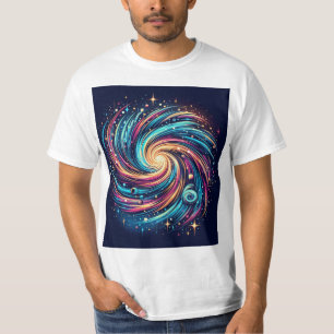 T-shirt Gravité en mouvement : Tirage coloré de galaxie