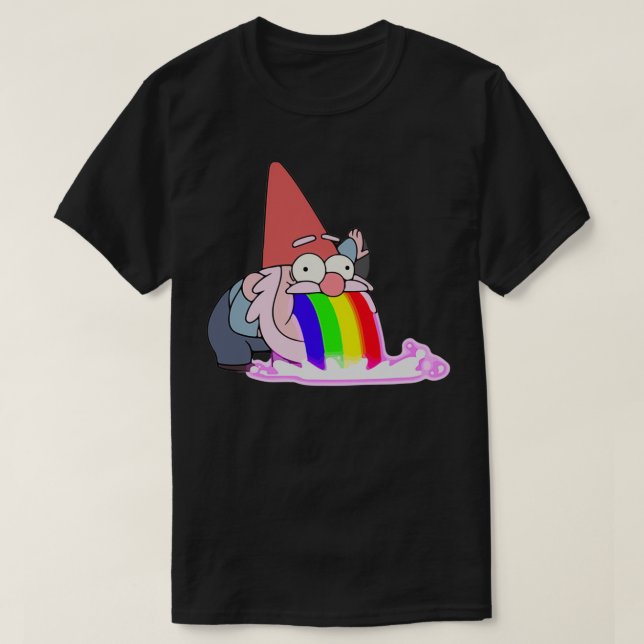 T-shirt Gravité tombe vomir arc-en-ciel gnome gnomes Shmeb (Design devant)