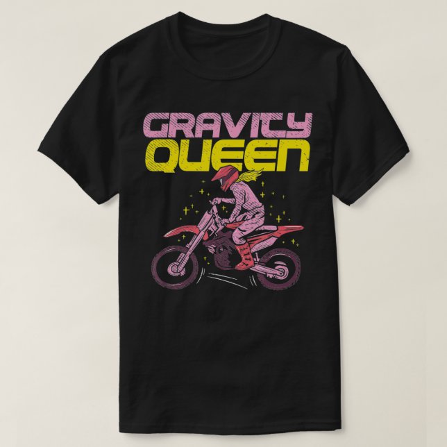 T-shirt Gravity Queen Dirt Vélo Rider Gravity Check Motocr (Design devant)