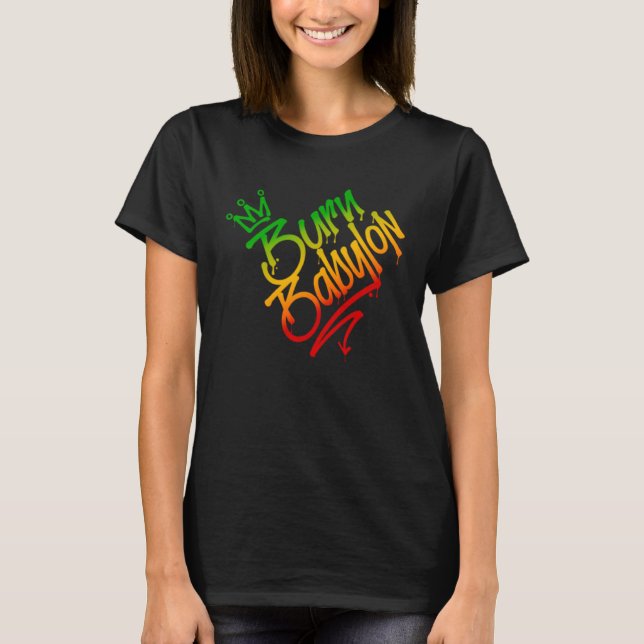 T-shirt Gravure Babylon Graffiti Style Rasta Colors Regga (Devant)
