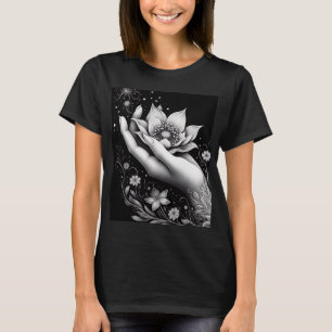 T-shirt Gravure botanique à la main avec toile de pétales