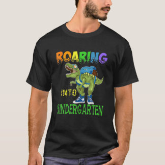 T-shirt Gravure Dans Le Jardin D'Enfants Dinosaure T Rex R