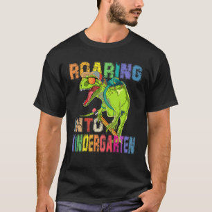 T-shirt Gravure Dans Le Jardin D'Enfants Dinosaure T Rex R