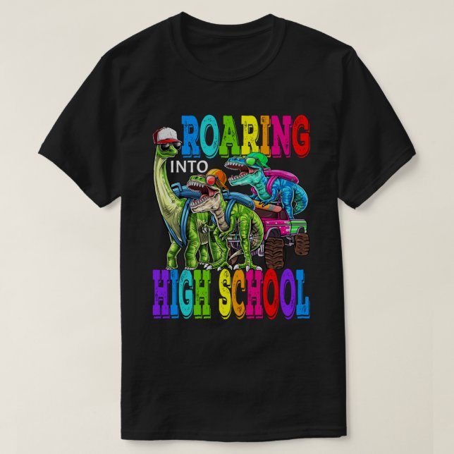T-shirt Gravure dans le lycée Monster Truck Dinosaur T- (Design devant)